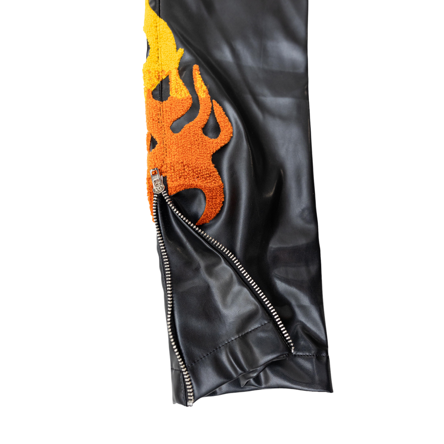 Winners NYC Flame Leather Pants - Black Multi