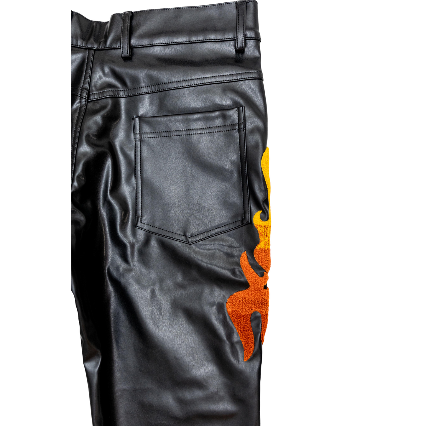 Winners NYC Flame Leather Pants - Black Multi