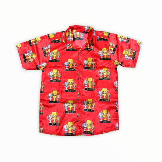 Winners Trophy Satin Button Down - Red