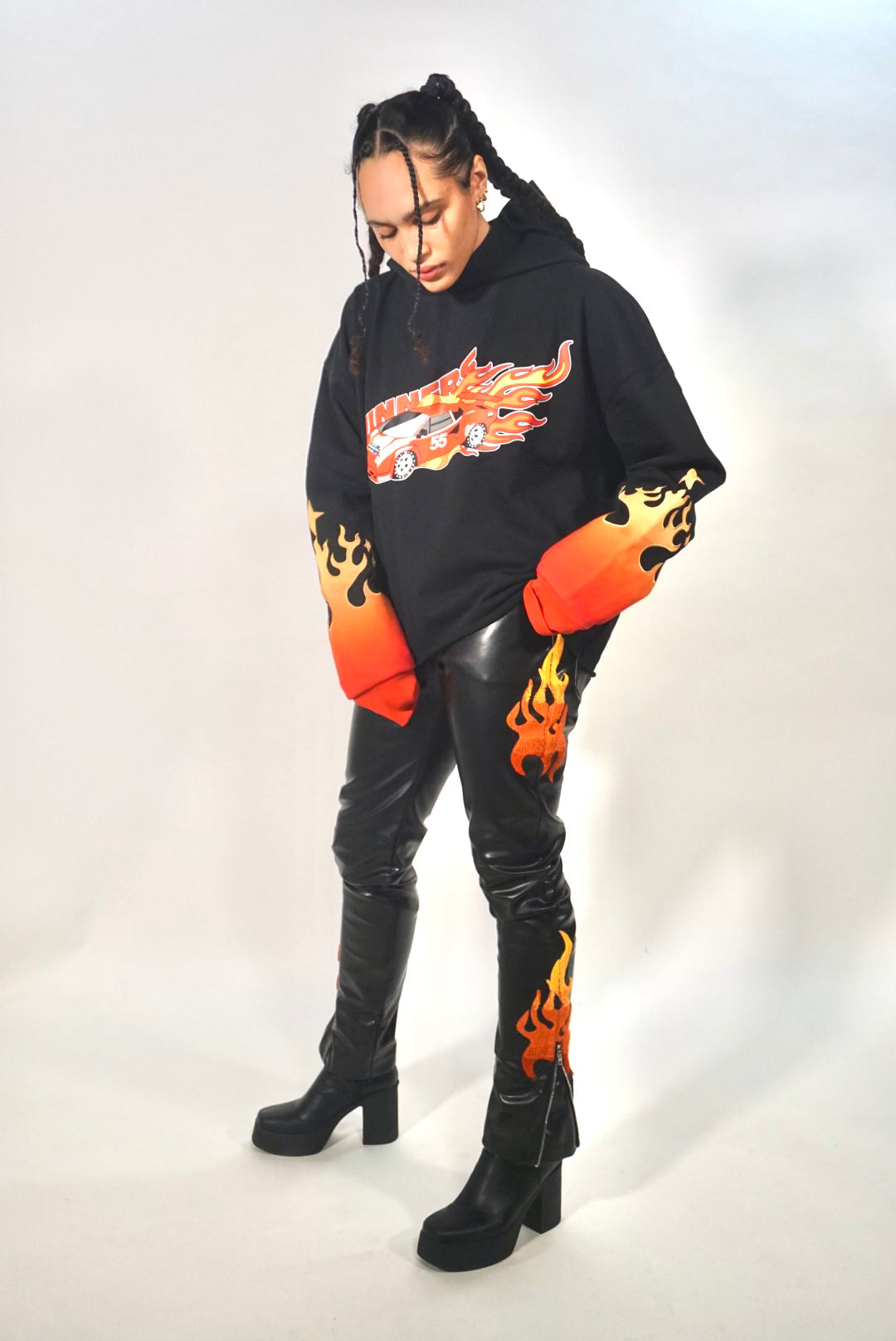 Black hotsell flame hoodie