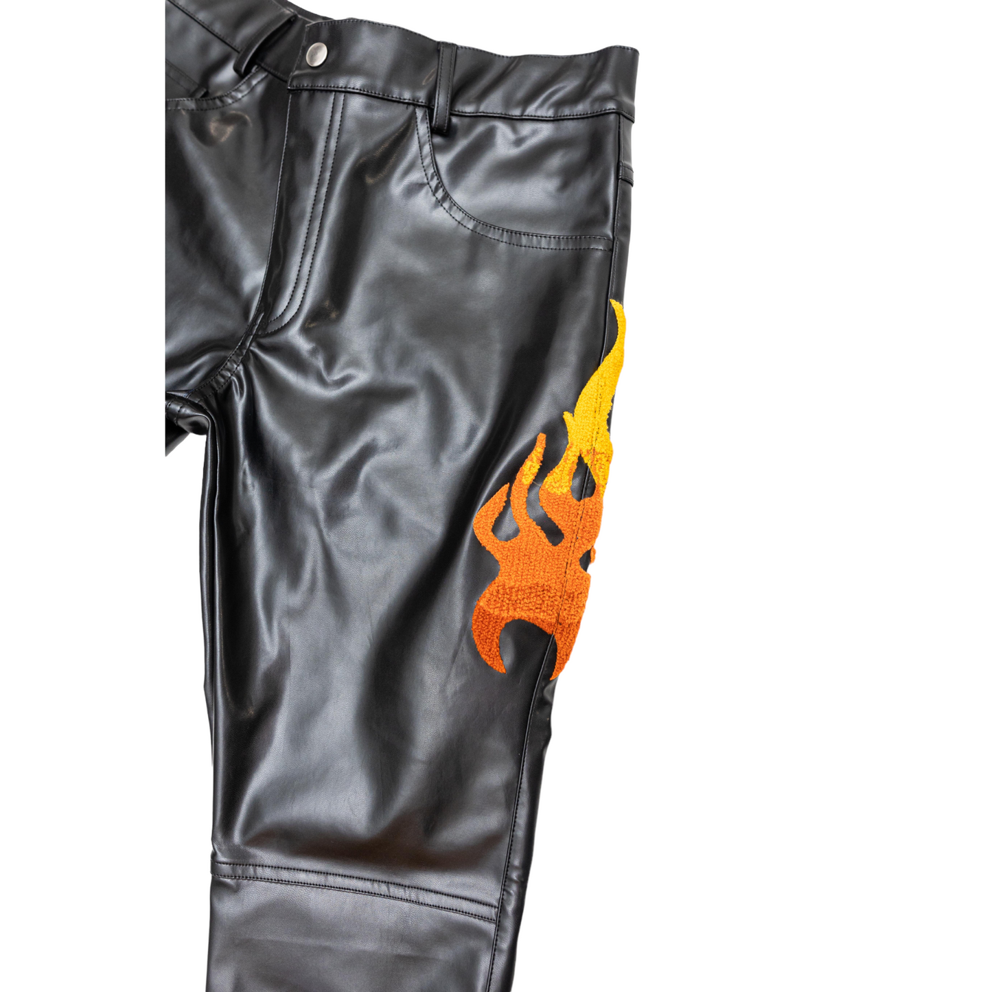 Winners NYC Flame Leather Pants - Black Multi